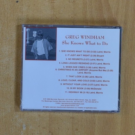 GREG WINDHAM - SHE KNOWS WHAT TO DO - CD