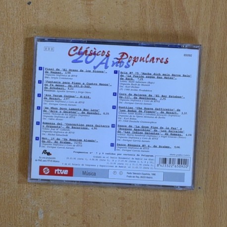 VARIOS - CLASICOS POPULARES 20 AÑOS - CD