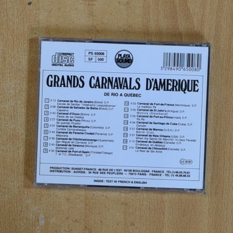 VARIOS - GRANDS CARNAVALS D AMERIQUE - CD
