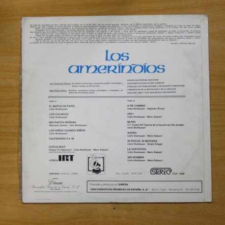 LOS AMERINDIOS - TU SUEÑO ES MI SUEÑO TU GRITO ES MI CANTO - LP