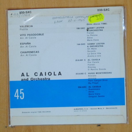 AL CAIOLA - VALENCIA + 3 - EP