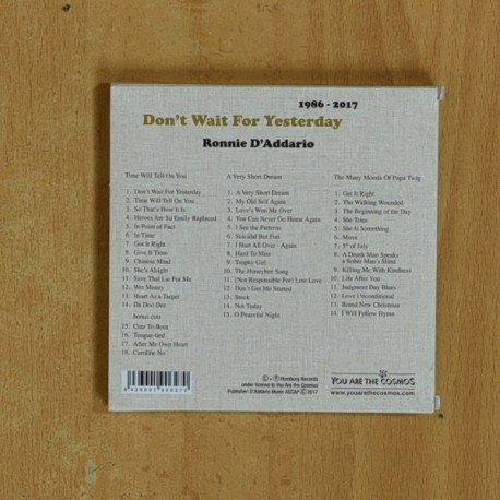 RONNIE D ADDARIO - DONT WAIT FOR YESTERDAY 1986 / 2017 - CD