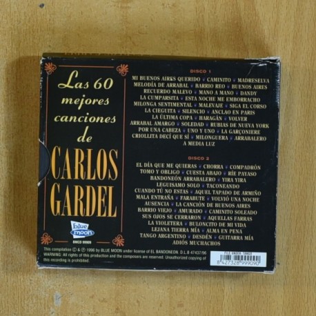 CARLOS GARDEL - LAS 60 MEJORES CANCIONES DE CARLOS GARDEL - CD
