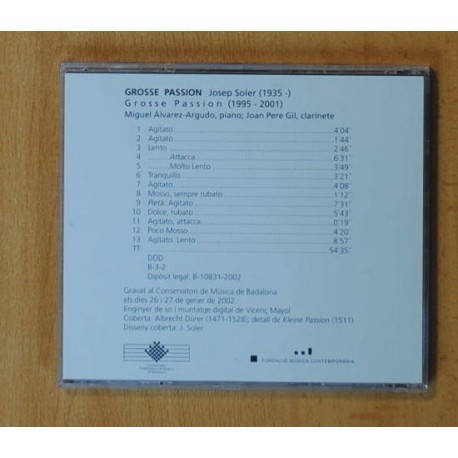 JOSEP SOLER - GROSSE PASSION - CD