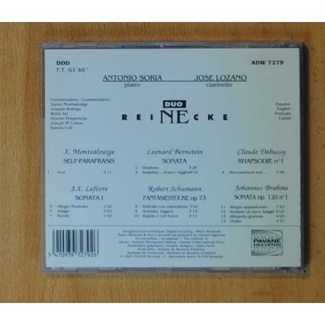 ANTONIO SORIA / JOSE LOZANO - REINECKE - CD