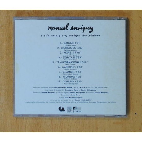 MANUEL ENRIQUEZ - VIOLIN SOLO Y CON SONIDOS ELECTRONICOS - CD