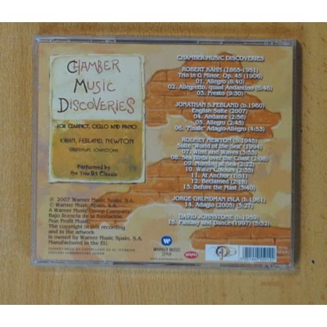 TRIO B3 CLASSIC - CHAMBER MUSIC DISCOVERIES - CD