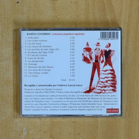RAMON CONTRERAS - CANTA CANCIONES POPULARES ESPAÑOLAS - CD