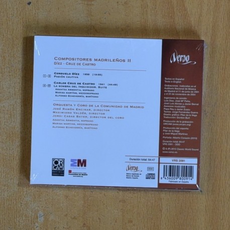 CONSUELO DIEZ / CARLOS CRUZ DE CASTRO - COMPOSITORES MADRILEÑOS II - CD