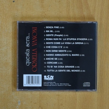 ORNELLA VANONI - QUESTA SERA - CD