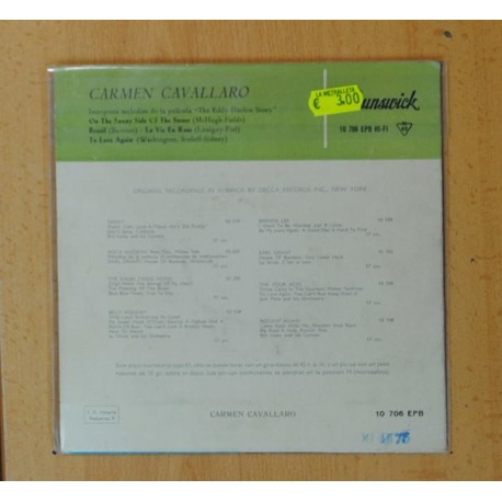 CARMEN CAVALLARO - THE EDDY DUCHIN STORY B.S.O. - ON THE SUNNY SIDE OF THE STREET + 3 - EP