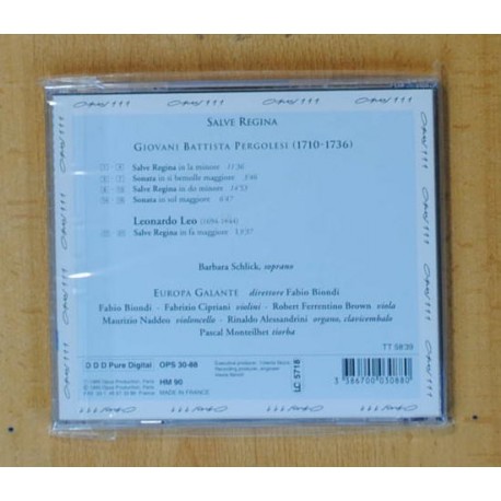 PERGOLESI - SALVE REGINA - CD