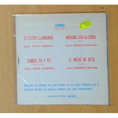 ORQUESTA FANTASIA Y NARBO - TE ESTOY LLAMANDO + 3 - EP