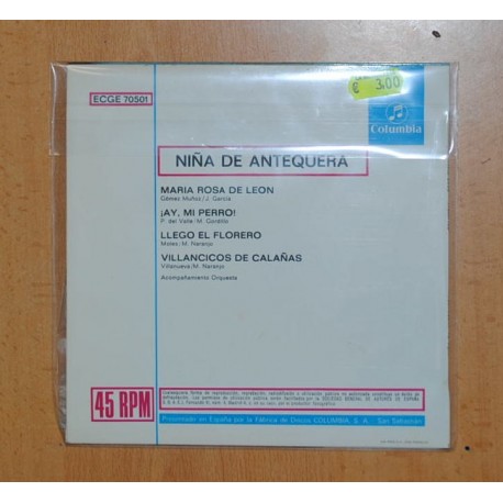 NIÑA DE ANTEQUERA - MARIA ROSA + 3 - EP