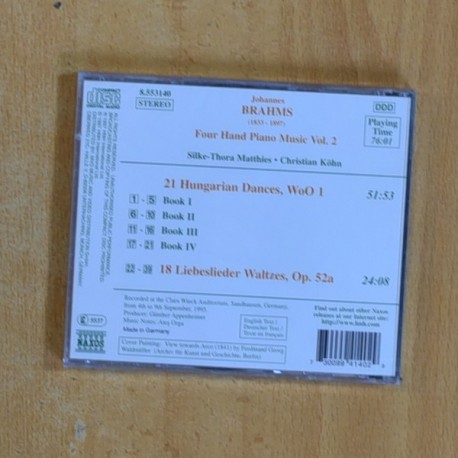 BRAHMS - FOUR HAND PIANO MUSIC BOL 2 - CD