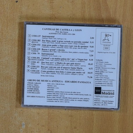 EDUARDO PANIAGUA - CANTIGAS DE CASTILLA Y LEON - CD