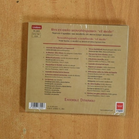 ENSEMBLE DITIRAMBO - RECETARIO NOVOHISPANO EL MOLE - CD