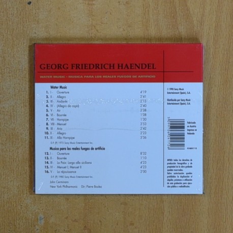 HAENDEL - WATER MUSIC / MUSICA PARA LOS REALES FUEGOS DE ARTIFICIO - CD