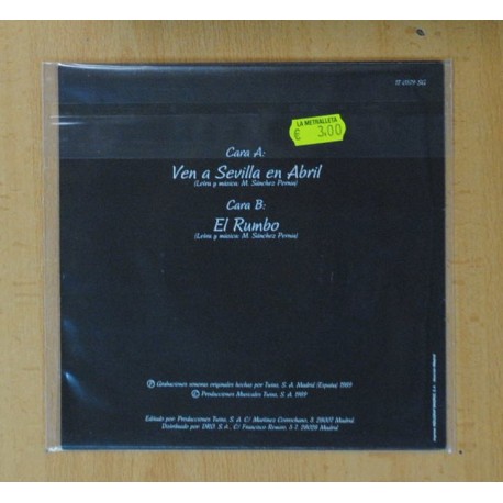 SANCHEZ PERNIA - VEN A SEVILLA EN ABRIL / EL RUMBO - SINGLE