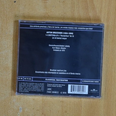 BRUCKNER - SINFONIA N 4 ROMANTICA - CD