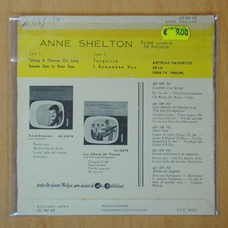 ANNE SHELTON - TAKING A CHANCE ON LOVE + 3 - EP