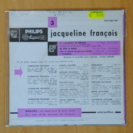 JACQUELINE FRANCOIS - UN JOUR TU VERRAS + 3 - EP