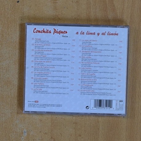 CONCHITA PIQUER - A LA LIMA Y AL LIMON - CD