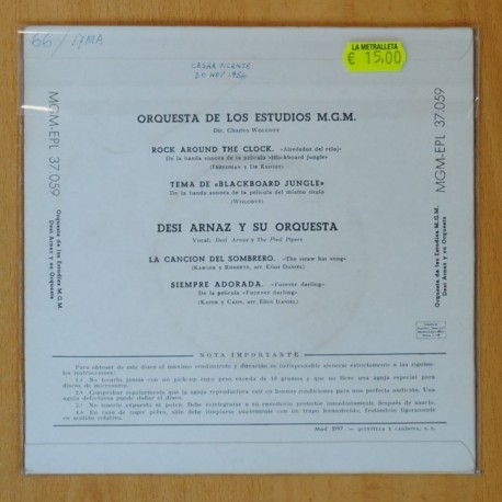 ORQUESTA M.G.M. & DESI ARNAZ Y SU ORQUESTA - ROCK AROUND THE CLOCK + 3 - EP