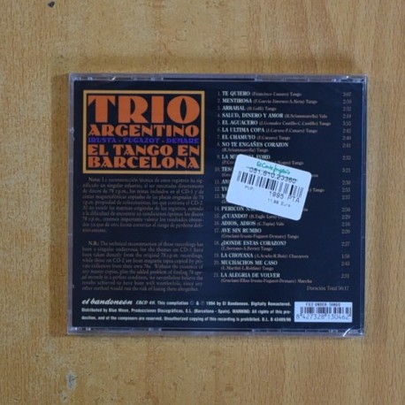 TRIO ARGENTINO - EL TANGO EN BARCELONA - CD