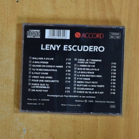 LENY ESCUDERO - BALLADE A SYLVIE / A MALYPENSE / POUR UNE AMOURETTE - CD
