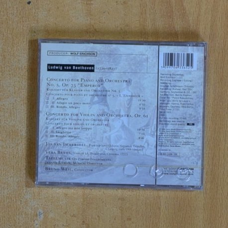 BEETHOVEN - PIANO CONCERTO NO 5 / VIOLIN CONCERTO - CD