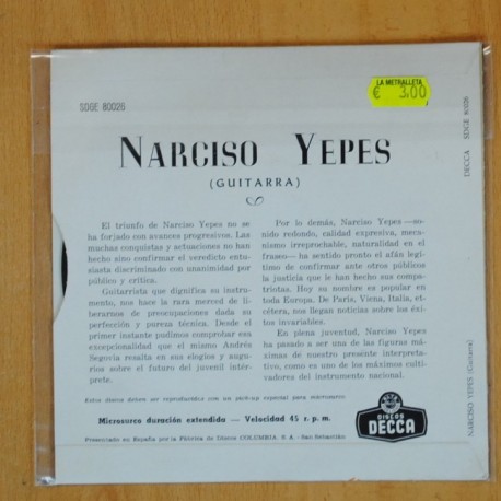 NARCISO YEPES - JUEGOS PROHIBIDOS - SINGLE
