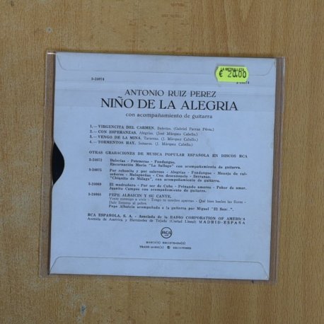 NIÑO DE LA ALEGRIA - BULERIAS + 3 - EP