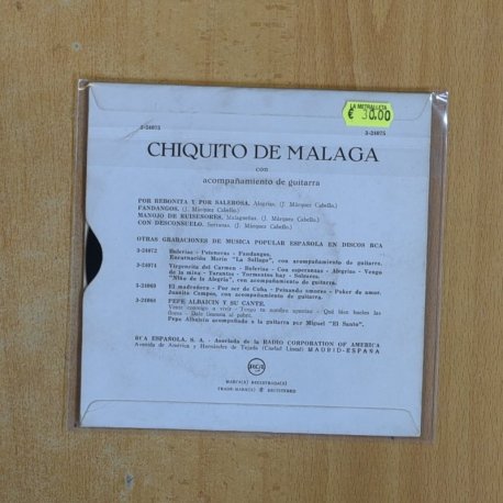 CHIQUITO DE MALAGA - ALEGRIAS + 3 - EP