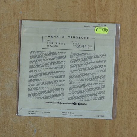 RENATO CAROSONE Y SU SEXTETO - NENE E PEPE + 3 - EP