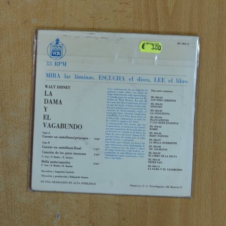 WALT DISNEY - LA DAMA Y EL VAGABUNDO - EP
