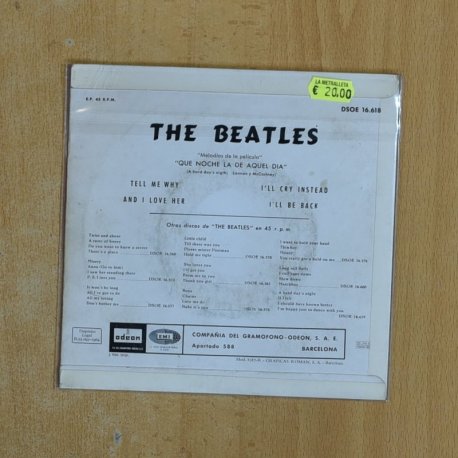 THE BEATLES - QUE NOCHE ÑA DE AQUEL DIA - EP