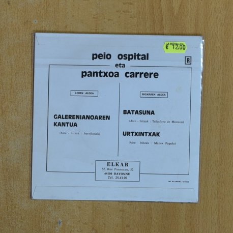 PEIO OSPITAL ETA PANTROA CARRERE - PEIO OSPITAL ETA PANTXIA CARRERE - SINGLE