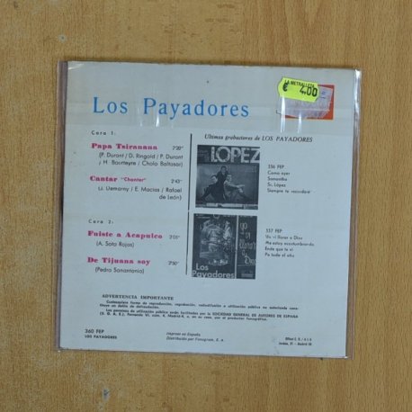 LOS PAYADORES - PAPA TSITANANA + 3 - EP