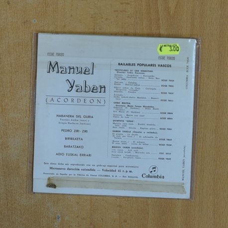 MANUEL YABEN Y SU ARCODEON - HABANANERA DEL GURIA + 4 - EP
