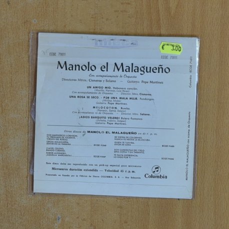 MANOLO EL MALAGUEÑO - UN AMIGO MIO + 3 - EP