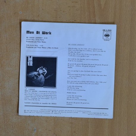 MEN AT WORK - BE GOOD JOHNNY - SINGLE