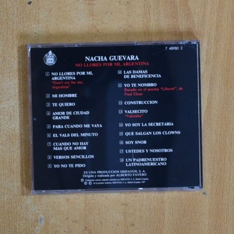 NACHA GUEVARA - NO LLORES POR MI ARGENTINA - CD