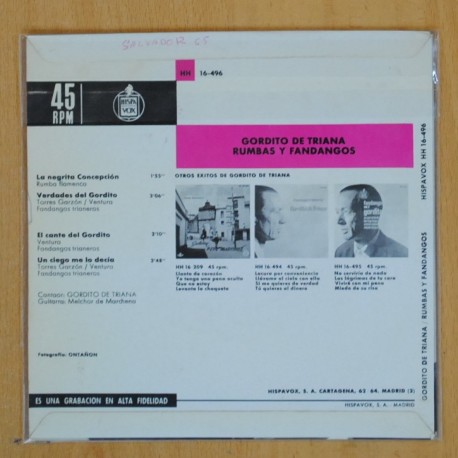 GORDITO DE TRIANA - LA NEGRITA CONCEPCION + 3 - EP