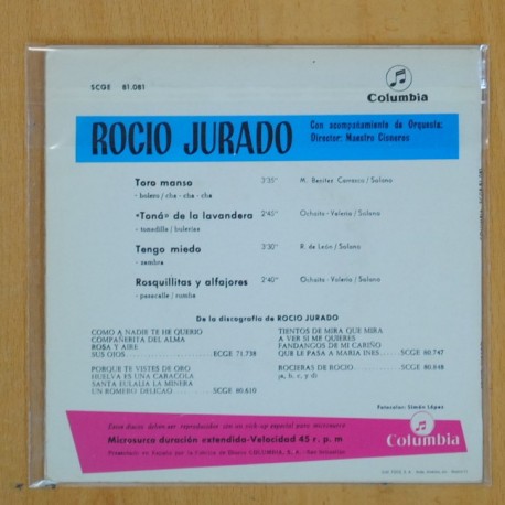 ROCIO JURADO - TORO MANSO + 3 - EP