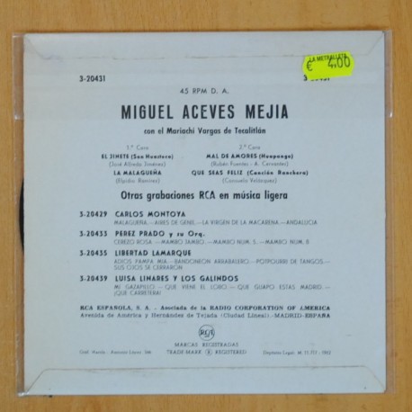 MIGUEL ACEVES MEJIA - EL JINETE + 3 - EP