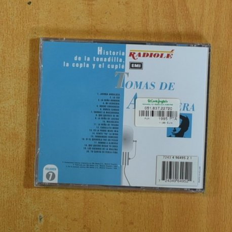 TOMAS DE ANTEQUERA - HISTORIA DE LA TONADILLA LA COPLA Y EL CUPLE - CD