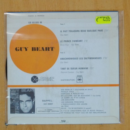 GUY BEART - IL FAIT TOUJOURS BEAU QUELQUE PART + 3 - EP