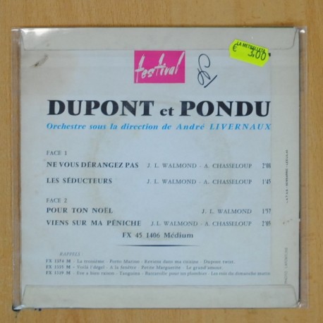 DUPONT ET PONDU - NE VOUS DERANGEZ PAS + 3 - EP