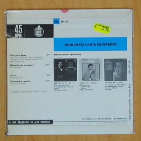 TRINI LOPEZ - PANCHO LOPEZ + 3 - EP